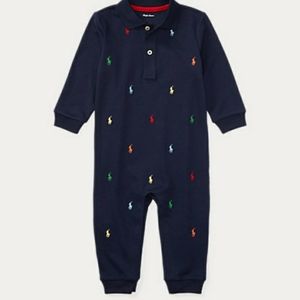 POLO BY RALPH LAUREN  SIZE 6 MONTH OUTFIT WITH MULTI POLO LOGOS ON FRONT